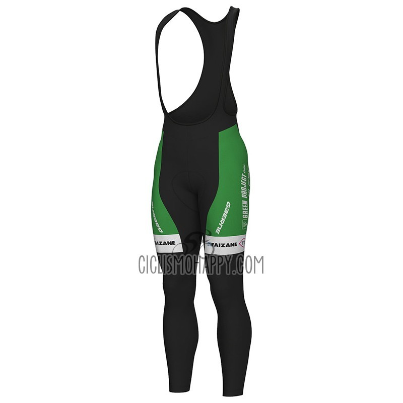 Green Project Bardiani CSF Faizane Cycling Jersey Bib Tight 2023 Men Long Sleeve Green